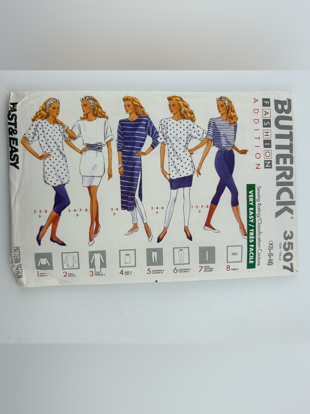 2 for 22$ 🧵 BUTTERICK 🧵 Misses' Top, Tunic, Skirt, Leggings, Sash, Turban Patter